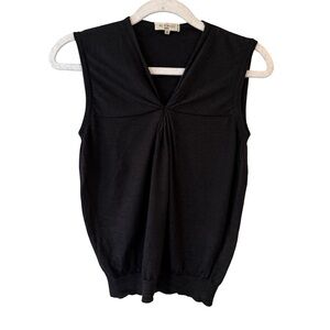 Etro Milano Black Sleeveless Cashmere Silk Blend Blouse Tank Top Size 44 8-10